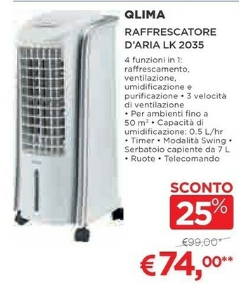 Qlima LK 2035 Raffrescatore Evaporativo