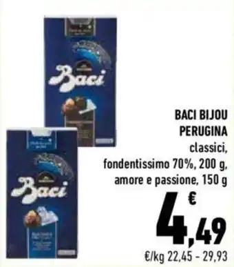 Conad Perugina Baci Bijou classici, fondentissimo 70%, 200 g, amore e passione, 150 g offerta