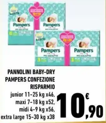 Conad Pampers Pannolini Baby-Dry Confezione Risparmio junior 11-25 kg x46 offerta