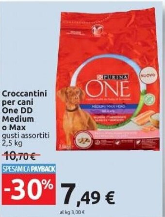 Carrefour Croccantini per cani One DD Medium o Max gusti assortiti 2,5 kg offerta