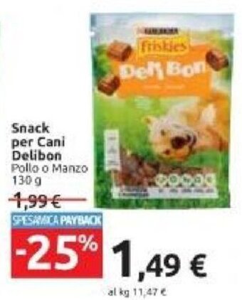 Carrefour Delibon Snack per Cani Pollo o Manzo 130 g offerta