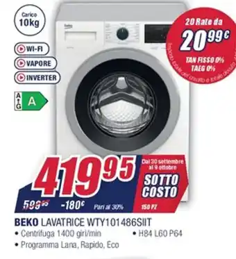Trony Beko Lavatrice WTY101486SIIT offerta