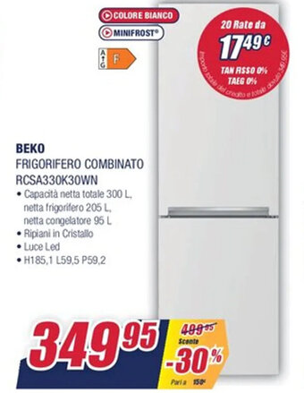 Trony Beko Frigorifero Combinato RCSA330K30WN offerta
