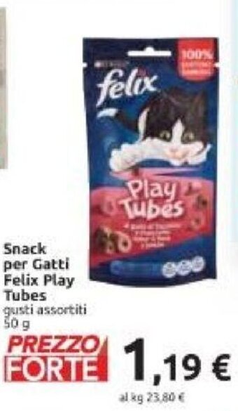 Carrefour Felix Play Tubes Snack per Gatti gusti assortiti 50 g offerta