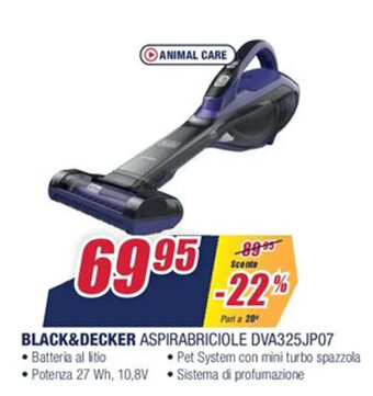 Trony Black&Decker Aspirabriciole DVA325JP07 offerta