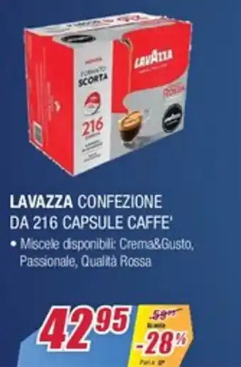 Trony Lavazza Confezione Da 216 Capsule Caffe' offerta