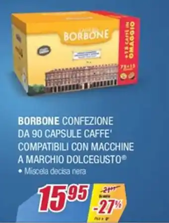 Trony Borbone Confezione da 90 Capsule Caffe' Compatibili Con Macchine A Marchio Dolcegusto offerta