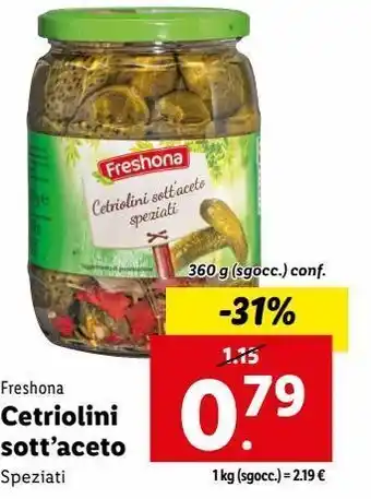 Lidl Cetriolini sott'aceto offerta