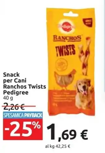 Esselunga Pedigree Snack per Cani Ranchos Twists 40 g offerta