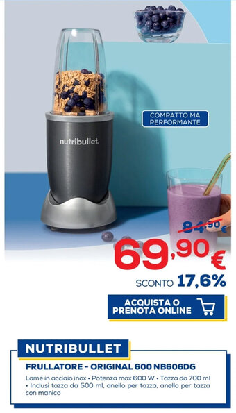 Euronics Nutribullet Frullatore - Original 600 NB606DG offerta