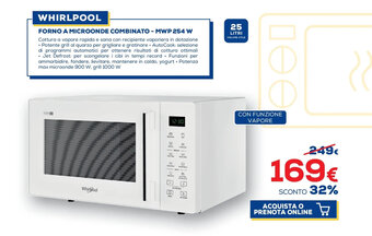 Euronics Whirlpool Forno a Microonde Combinato - MWP 254 W offerta