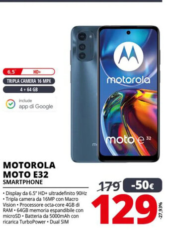 Comet Motorola Moto E32 Smartphone offerta