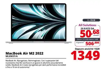 Comet MacBook Air M2 2022 MLXW3T/A offerta