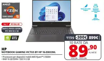 Comet HP Notebook Gaming Victus By HP 16-E0033NL offerta