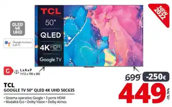 Comet TCL Google TV 50" QLED 4K UHD 50C635 offerta