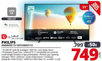 Comet Philips Android TV 55PUS8007/12 offerta
