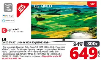 Comet LG QNED TV 50" UHD 4K HDR 50QNED826QB offerta