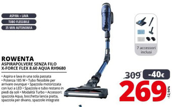 Comet Rowenta Aspirapolvere Senza Filo X-Force Flex 8.60 Aqua RH9680 offerta