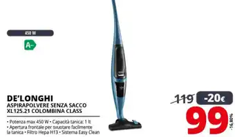 Comet De'Longhi Aspirapolvere Senza Sacco XL 125.21 Colombina Class offerta