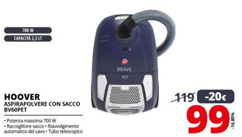 Comet Hoover Aspirapolvere Con Sacco BV60PET offerta