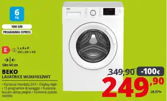 Comet Beko Lavatrice WUX61032WIT offerta
