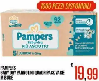 Supermercati EffePiù Pampers Baby Dry Pannolini Quadripack Varie Misure offerta