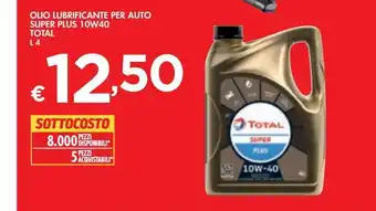 Olio lubrificante per auto super plus 10w40 total l 4