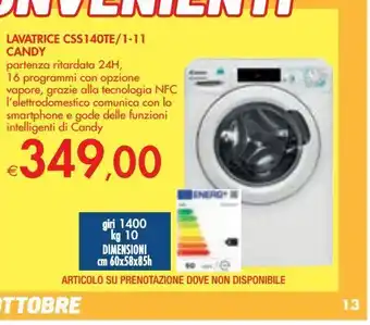Bennet Lavatrice css140te/1-11 candy offerta