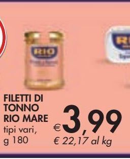 Bennet Filetti di tonno rio mare tipi vari g 180 offerta