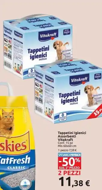 Carrefour Market Tappetini igienici assorbenti vitacraft offerta