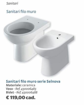 Bricocenter Sanitari filo muro serie selnova materiale: ceramica offerta