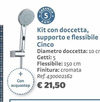 Bricocenter Kit con doccetta, supporto e flessibile cinco offerta