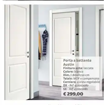 Bricocenter Porta a battente austin finitura anta: laccata colore: bianco offerta