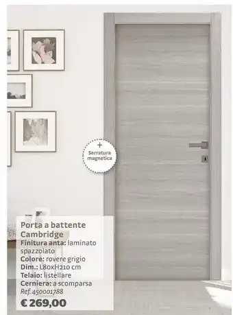 Bricocenter Porta a battente cambridge finitura anta: laminato spazzolato colore: rovere grigio offerta