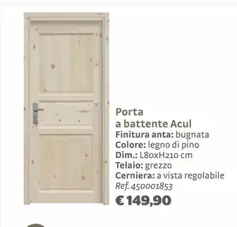 Bricocenter Porta a battente acul finitura anta: bugnata colore: legno di pino offerta