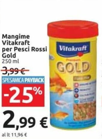 Carrefour Vitakraft Mangime per Pesci rossi Gold 250 ml offerta