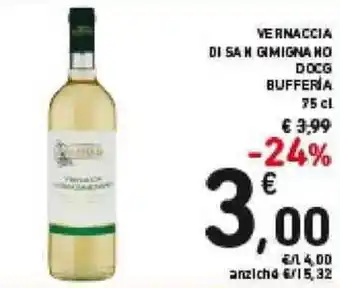 Spazio Conad Bufferia Vernaccia Di San Gimignano DOCG 75 cl offerta