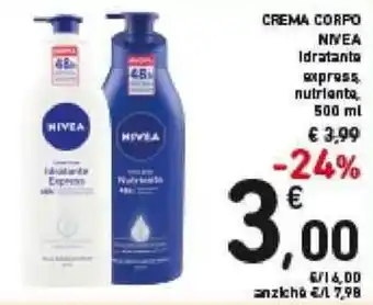 Spazio Conad Nivea Crema Corpo Idratante Express, Nutriente 500 ml offerta