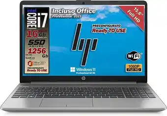 Amazon Hp 250 g8, pc portatile notebook silver, intel core i7 11th, ram 16gb, ssd 256gb + hdd 1tb, display 15.6" full hd, win 11 ... offerta