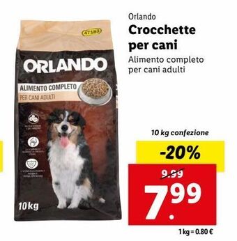 Lidl Crocchette per cani orlando 10kg offerta