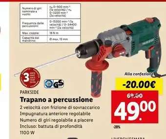 Lidl Trapano a percussione parkside offerta