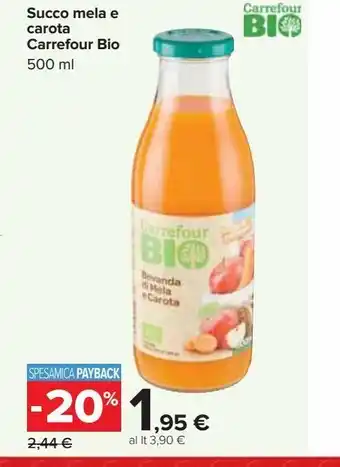 Carrefour Iper Succo di mela e carota carrefour bio 500ml offerta