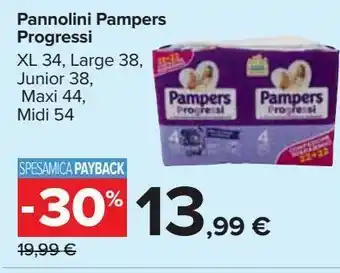 Carrefour Iper Pannolini pampers progressi xl, large, junior, maxi, midi offerta