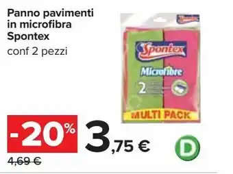 Carrefour Iper Panno pavimenti in microfibra spontex 2 pezzi offerta