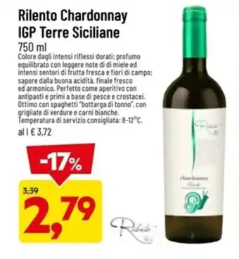Supermercati Piccolo Rilento Chardonnay IGP Terre Siciliane 750 ml offerta