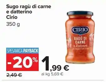 Sugo ragù di carne e datterino cirio 350g