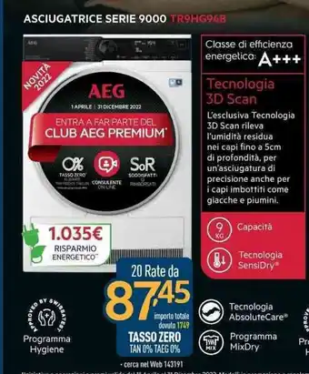 AEG Asciugatrice Serie 9000 TR9HG94B