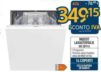 Sinergy Indesit Lavastoviglie DIE 2B19 A offerta
