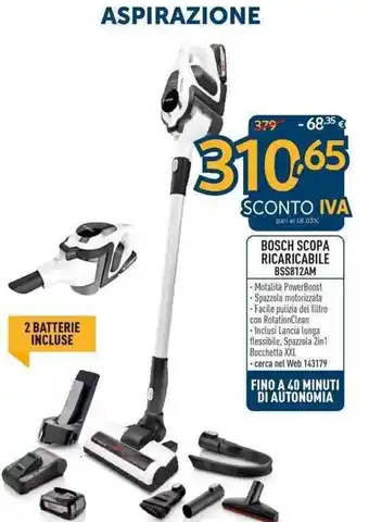 Sinergy Bosch Scopa Ricaricabile BSS812AM offerta