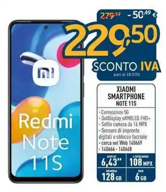 Sinergy Xiaomi Smartphone Note 11S offerta